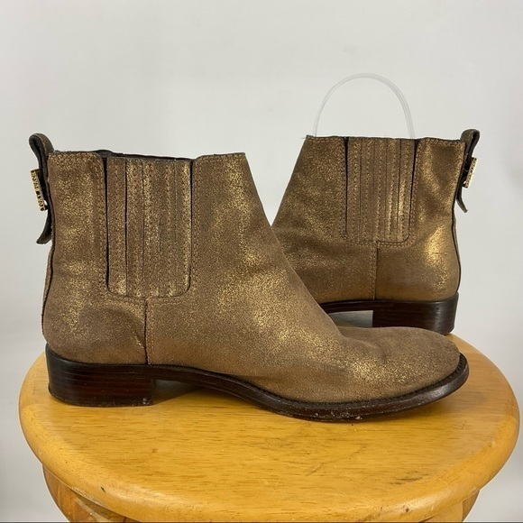 Tory Burch gold metallic Chelsea ankle boot 8